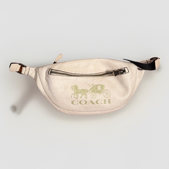 Coach Accessories - COACH White Leather Ivory Horse & Carriage Belt Waist Bag Used 16.5" x 9"